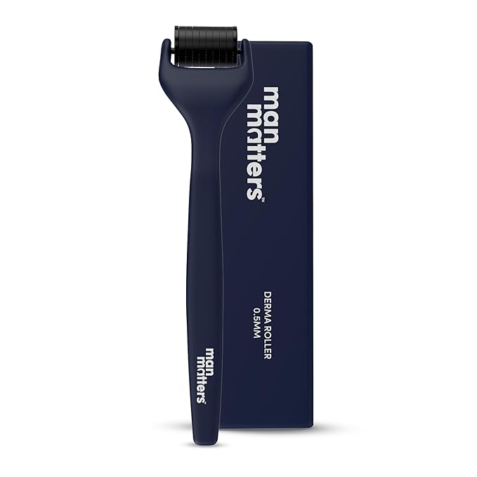 Man Matters Derma Roller 0.5mm, used to enhance Minoxidil absorption regardless of whether the user chooses foam vs liquid formula.