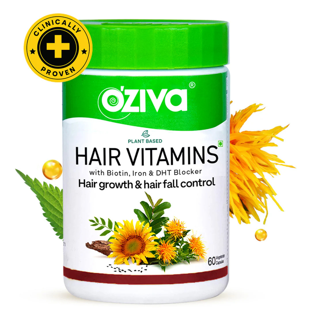 Plant-Based Hair Vitamins with Biotin and DHT Blocker for effective hair regrowth control in men.