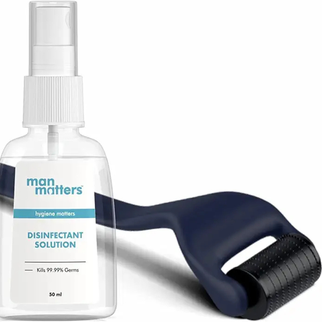 Man Matters Advance Derma Roller with Disinfectant | For Scalp & Beard | 540 Micro 0.5mm Titanium Alloy Needles