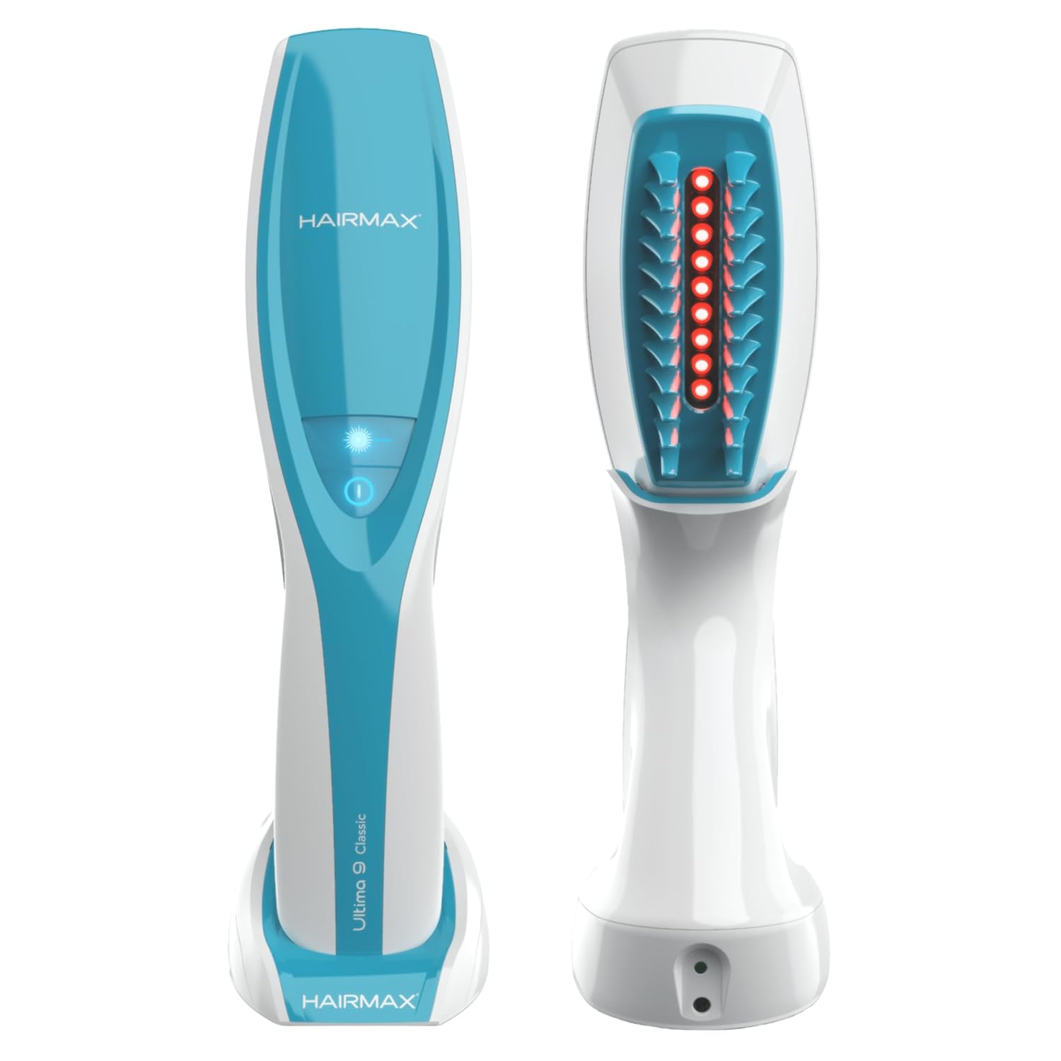 Laser Comb in Use Handheld laser comb for hair growth treatment being used on a thinning scalp area to stimulate follicles at home.
